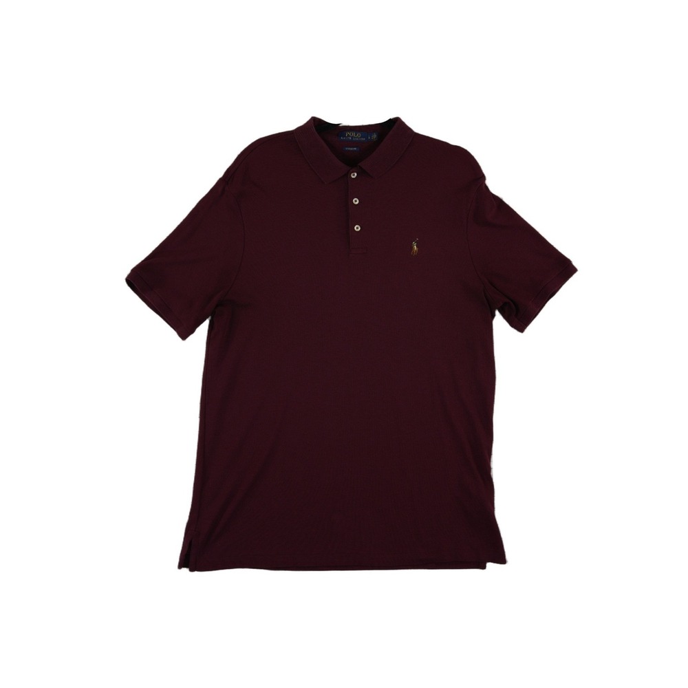 Ralph Lauren Polo Shirt Top Men's Size Large Burgundy Classic Fit 100% Cotton